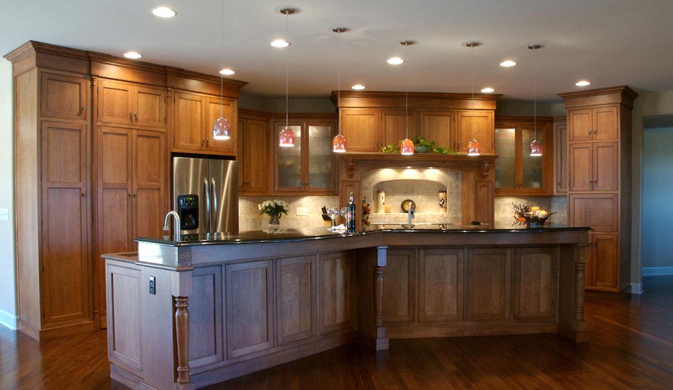Contemporary Kitchen with Long Island Bar