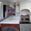 Kitchen / Transitional / Two Toned / Painted / Stained / Island / Hood