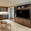 Entertainment center ( Inset. Maple wood, stained finish (Java) slab doors Wood top